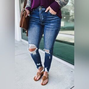 Petra153 Distressed Skinny Jeans Darkwash